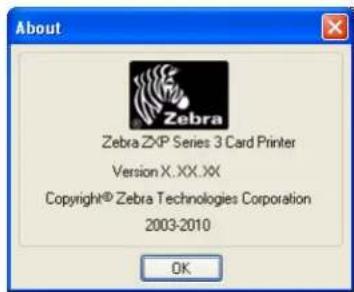 About Zebra Zebra ZXP Series 3 Card Printer Version X. XX. XX Copyright® Zebra Technologies Corporation 2003-2010 OK