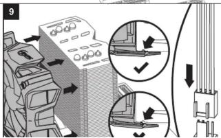 Diagram illustrating a mechanical assembly process with labeled components and directional arrows indicating motion or movement.