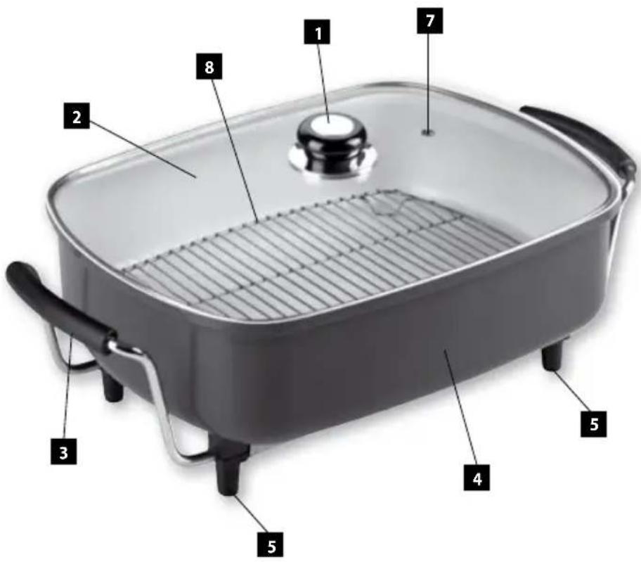 Labeled diagram of a kitchen grater with numbered parts for identification