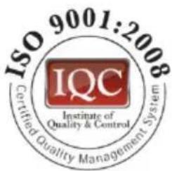 ISO 9001:2008 IQC Institute of Quality & Control Certified Quality Management System