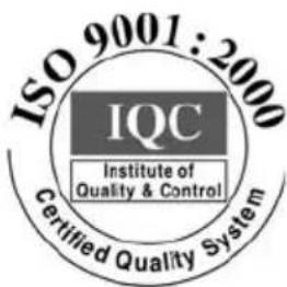 ISO 9001:2000 IQC Institute of Quality & Control Certified Quality System