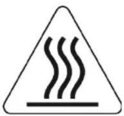 Warning sign depicting steam rising above a horizontal line, commonly used in safety or hazard prevention.