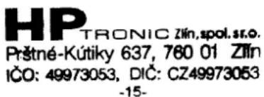 HP TRONIC Zlín, spol. sr.o. Prstné-Kútky 637, 760 01 Zlín IČO: 49973053, DIČ: CZ49973053 -15-