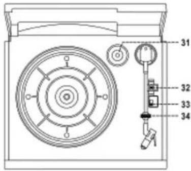 Technical diagram of a mechanical device with numbered components labeled 31, 32, 33, and 34.