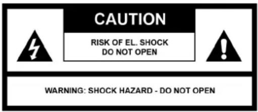 CAUTION RISK OF EL. SHOCK DO NOT OPEN WARNING: SHOCK HAZARD - DO NOT OPEN