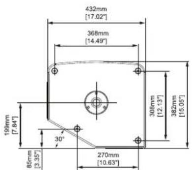 432mm [17.02°] 368mm [14.49°] 199mm [7.84°] 30° 86mm [3.35°] 270mm [10.63°] 300mm [12.13°] 382mm [15.05°]