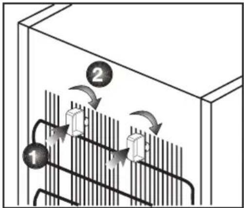 Diagram showing fluid flow through a container with labeled components and directional arrows indicating flow direction.
