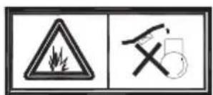Warning symbols for hazardous materials and a hand gesture, both in Chinese