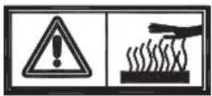 Warning sign with warning triangle and hand holding a flame, indicating hazardous material hazard