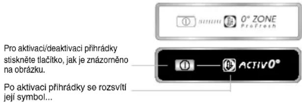Pro aktivaci/deaktivaci prihrádky stiskněte tlačitko, jak je znázorněno na obrázku. Po aktivaci prihrádky se rozsvítí její symbol...
