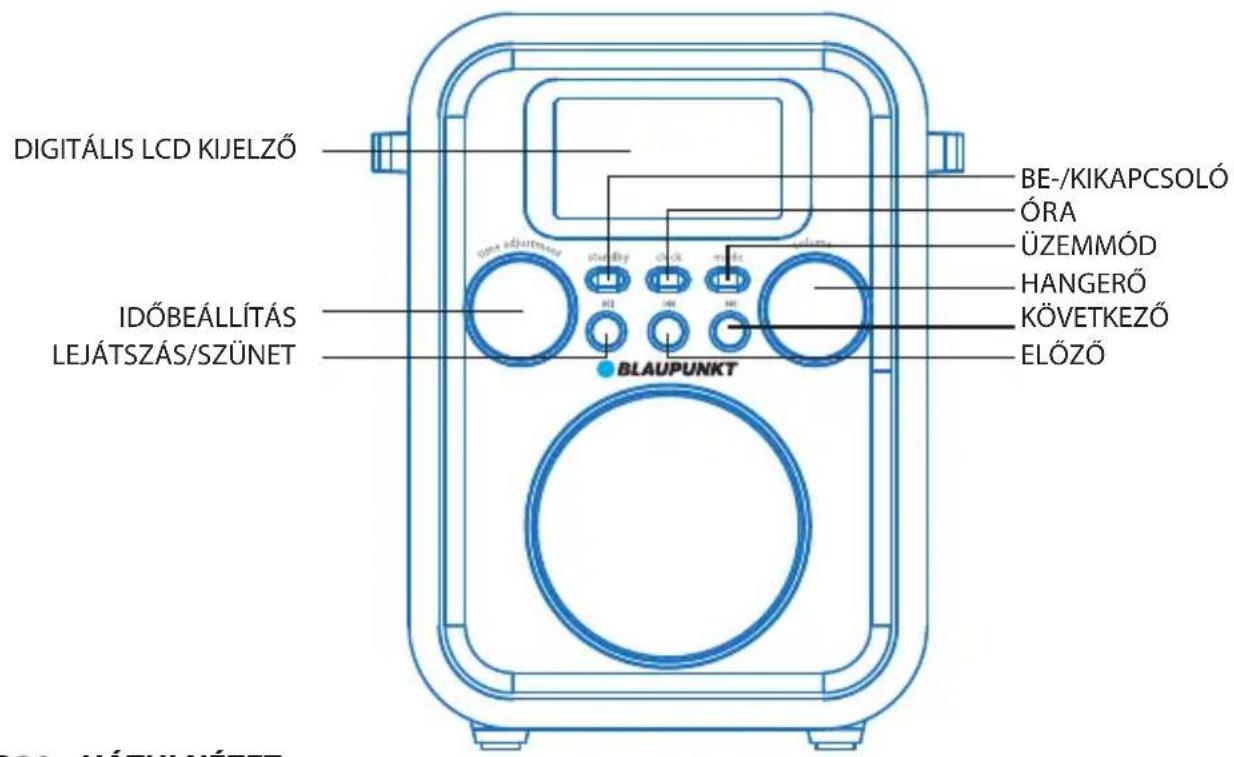 DIGITÁLIS LCD KIJELZŐ IDŐBEÁLLÍTÁS LEJÁTSZÁS/SZÜNET BE-/KIKAPCSOLÓ ÓRA ÜZEMMÓD HANGERÓ KÖVETKEZŐ ELŐZŐ BLAUPUNKT