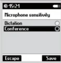 15:21 Microphone sensitivity Dictation Conference Escape Save