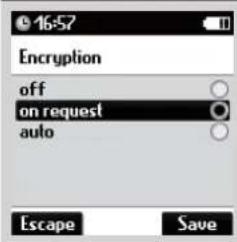 16:57 Encryption off on request auto Escape Save