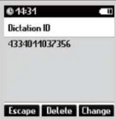 14:31 Dictation ID 4334011037356 Escape Delete Change