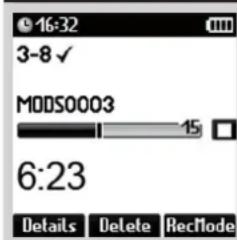 16:32 3-8 √ MODS0003 15 6:23 Details Delete RecMode
