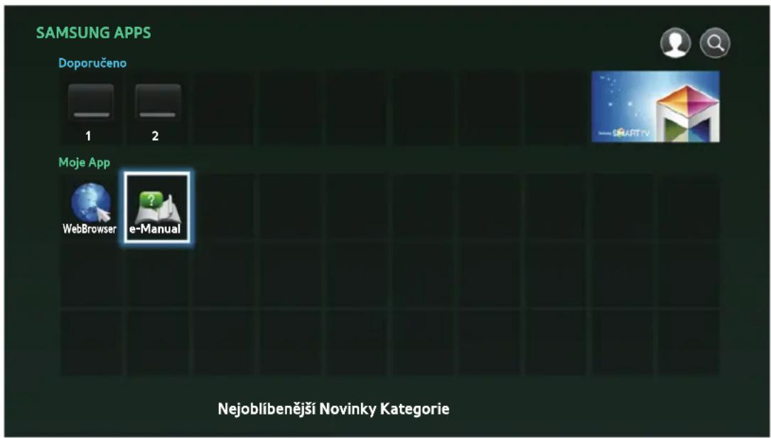 SAMSUNG APPS Doporučeno 1 2 Moje App WebBrowser e-Manual Nejoblíbenější Novinky Kategorie