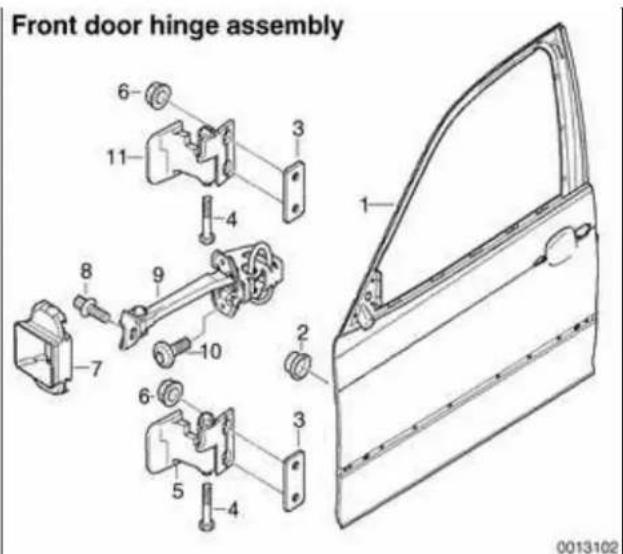 BMW 325i (2002) - Door hinge adjustment - 1