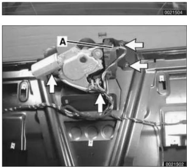 BMW 325i (2002) - To remove rear window lock striker: - 1