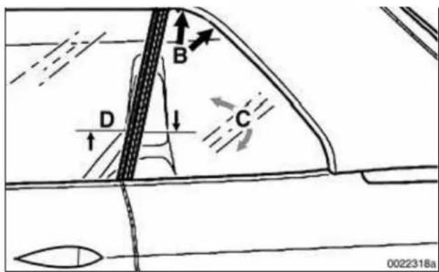 BMW 325i (2002) - Rear side window, adjusting (Convertible models) - 1
