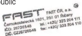 FAST Čemokostelecká 1621, 251 01 Řičany IČD: 26726548 tel.: +420/ 323 204 111 DIČ: C226726548 fax: +420/ 323 204 110