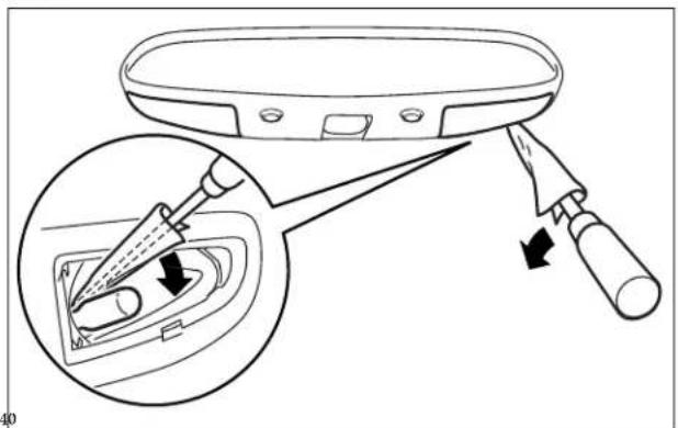Diagram illustrating a medical or surgical procedure with labeled parts and directional arrows indicating tool placement or insertion.