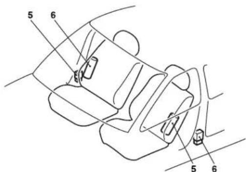 Technical diagram of a car interior with numbered components labeled 5 and 6