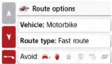 Route options Vehicle: Motorbike Route type: Fast route Avoid: