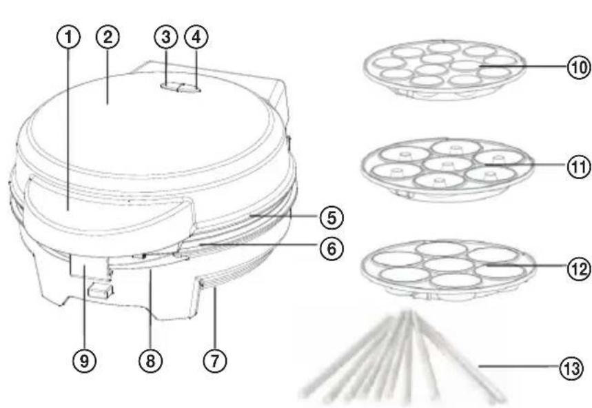 Technical diagram of a mechanical component with numbered parts and exploded view, likely for assembly or manufacturing instructions.