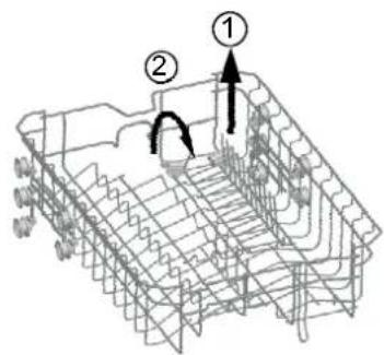 Technical diagram of a mechanical component with numbered parts and directional arrows indicating motion or assembly.