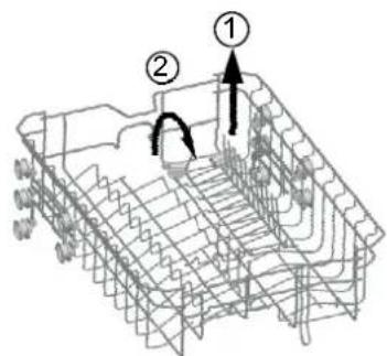 Technical diagram of a mechanical assembly with numbered components and directional arrows indicating motion or flow.