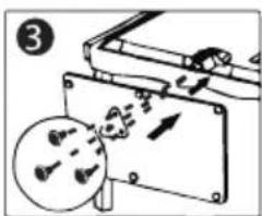 Diagram showing mechanical assembly with labeled component '3' and magnified detail view