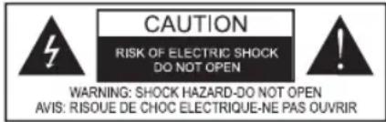 CAUTION RISK OF ELECTRIC SHOCK DO NOT OPEN WARNING: SHOCK HAZARD-DO NOT OPEN AVIS: RISQUE DE CHOC ELECTRIQUE-NE PAS OUVRIR