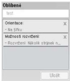 Oblíbené test Orientace: - Na ŠÍtku Možnosti rozvržení: - Rozvržení: Několik stránek n... Uložit