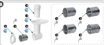 Technical diagram showing exploded and assembled views of a pipe fitting with numbered components
