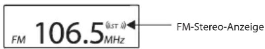 FM 106.5 (kst i) MHz FM-Stereo-Anzeige