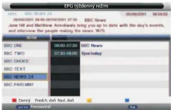 EPG týždenný režim 05/08/2001 06:00-05/09/2001 07:30 BBC News Jane Hill and Matthew Arnschwala bring you up to date with the day's events, and interview the people making the news. W/S. 06/08 BBC ONE 06:00-07:20 BBC News BBC TWO 07:30-08:00 Spot today BBC CHOICE BBC TEXT BBC NEWS 24 BBC PARLMNT Denny Predch. deň Nasl. deň Premiestnict Ex