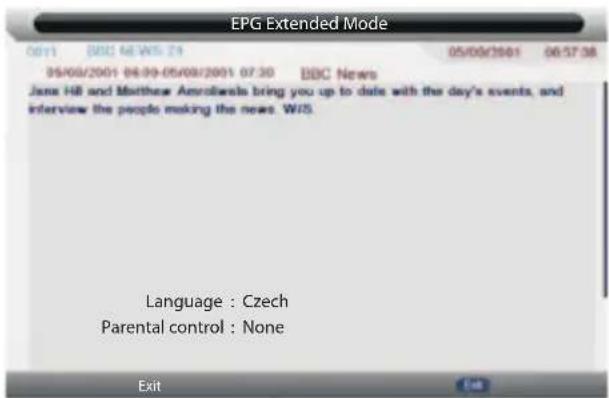 EPG Extended Mode 05/08/2001 06:09-05/08/2001 07:30 BBC News Jane Hill and Matthew Anrofwala bring you up to date with the day's events, and interview the people making the news. W/S. Language : Czech Parental control : None Exit Exit