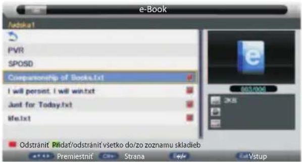 e-Book PVR SPOSD Comparison/tip of Books.txt I will perset. I will win.txt Just for Today.txt life.txt Odstránit Prídat/odstránit všetko do/zo zoznamu skladieb Premiestnít C# Strana Vstup