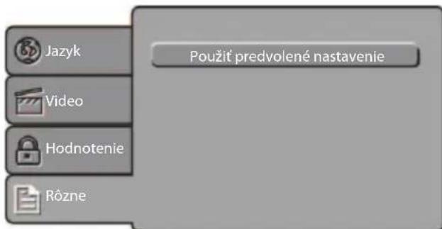 Jazyk Video Hodnotenie Rôzne Použit predvolené nastavenie