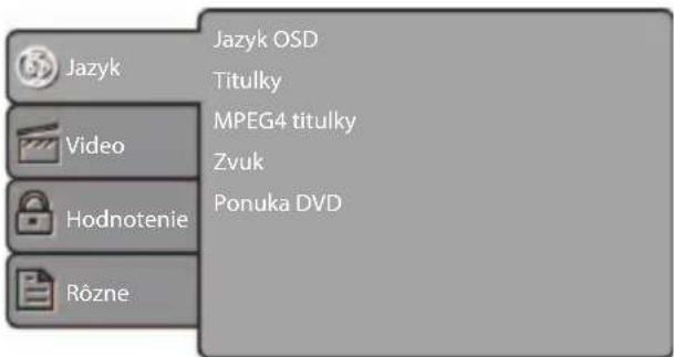 Jazyk OSD Titulky MPEG4 titulky Zvuk Ponuka DVD Video Hodnotenie Rôzne