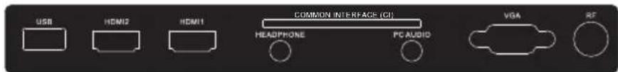 USB HDMI2 HDMI1 COMMON INTERFACE (CI) HEADPHONE PC AUDIO VGA RF