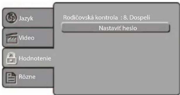 Jazyk Video Hodnotenie Rôzne Rodičovská kontrola : 8. Dospelí Nastavit' heslo