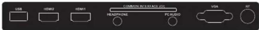 USB HDMI2 HDMI1 COMMON INTERFACE (CI) HEADPHONE PC AUDIO VGA RF