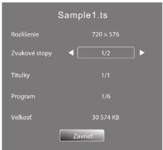 Sample1.ts Rozlíšenie 720 × 576 Zvukové stopy 1/2 Titulky 1/1 Program 1/6 Velkost 30 574 KB Zavriet