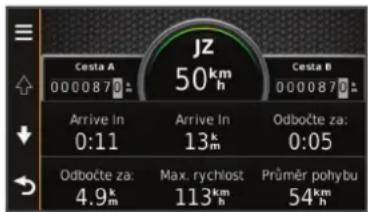 GARMIN Nuvi 2577T - Zobrazení stránky Informace o cestě - 1
