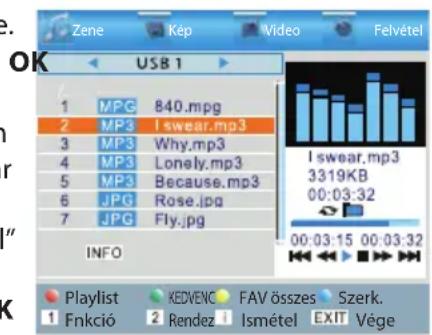 Zene Kép Video Felvétel USB 1 1 MPG 840.mpg 2 MP3 I swear.mp3 3 MP3 Why.mp3 4 MP3 Lonely.mp3 5 MP3 Because.mp3 6 JPG Rose.jpg 7 JPG Fly.jpg INFO I swear.mp3 3319KB 00:03:32 00:03:15 00:03:32 Playlist KEDVENC FAV összes Szerk. 1 Fnkió 2 Rendez Ismétel EXIT Vége