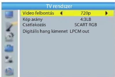TV rendszer Video felbontás 720p Kép arány 4:3LB Csatlakozás SCART RGB Digitális hang kimenet LPCM out