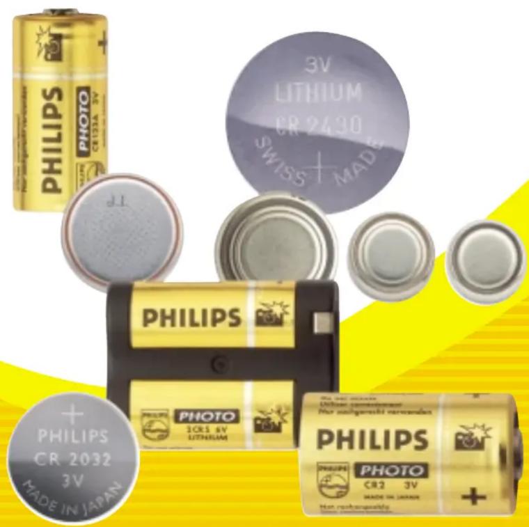 PHILIPS PHOTO C1032A 3V 3V LITHIUM CR 2430 SWISS+MAD PHILIPS PHOTO 3RD15 6V LITHIUM PHILIPS PHOTO CR2 3V MADE IN JAPAN PHILIPS PHOTO CR2 3V MADE IN JAPAN