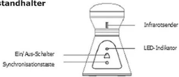 tandhalter Infrarotsender LED-Indikator Ein/Aus-Schalter Synchronisationstaste