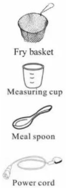 Fry basket Measuring cup Meal spoon Power cord